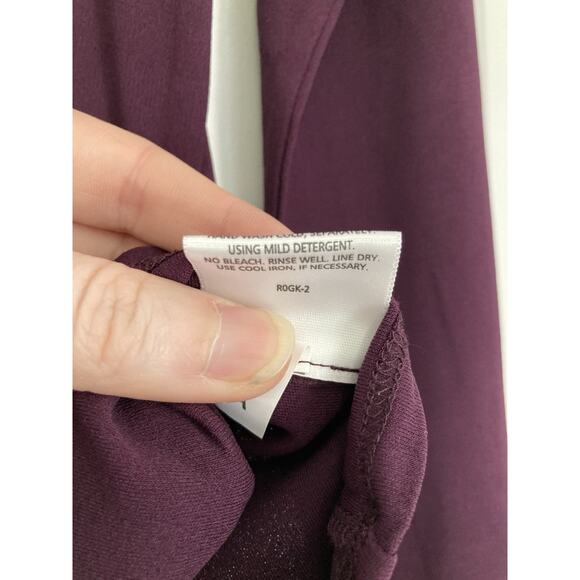 Eileen Fisher Stretch Silk Jersey Scrunch Neck Top Turtleneck Port Maroon Medium - Picture 6 of 9